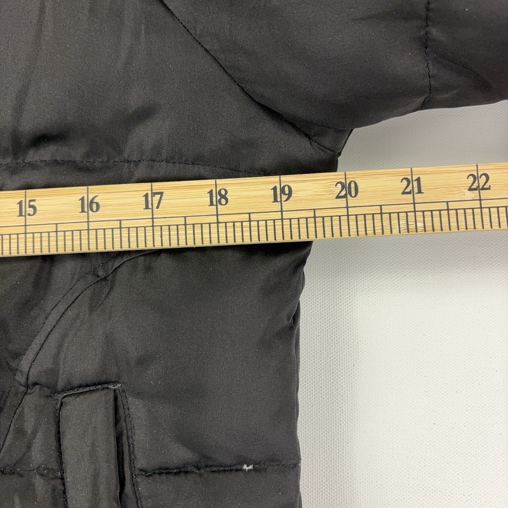 DKNY Jacket Womens Medium Black Down Puffer Hooded Ribbed Hem Zip Pockets Warm - Picture 6 of 12